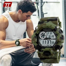 TTlife Hommes Étanche Armée Camouflage Militaire Montre Reloj LED Numérique Montres de Sport Relogio Masculino Esportivo Choc Horloge
