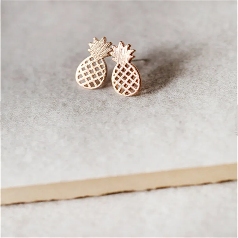 2016 модные милые серьги гвоздики в виде ананаса для женщин|stud earrings rose gold|pineapple stud
