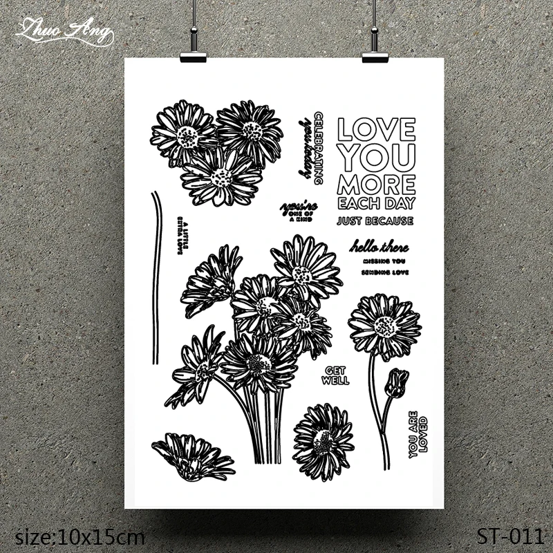 

ZhuoAng Blooming Sunflower Pattern Design Clear Stamp / Scrapbook Rubber Stamp / Craft Clear Stamp Card / Seamless Stamp