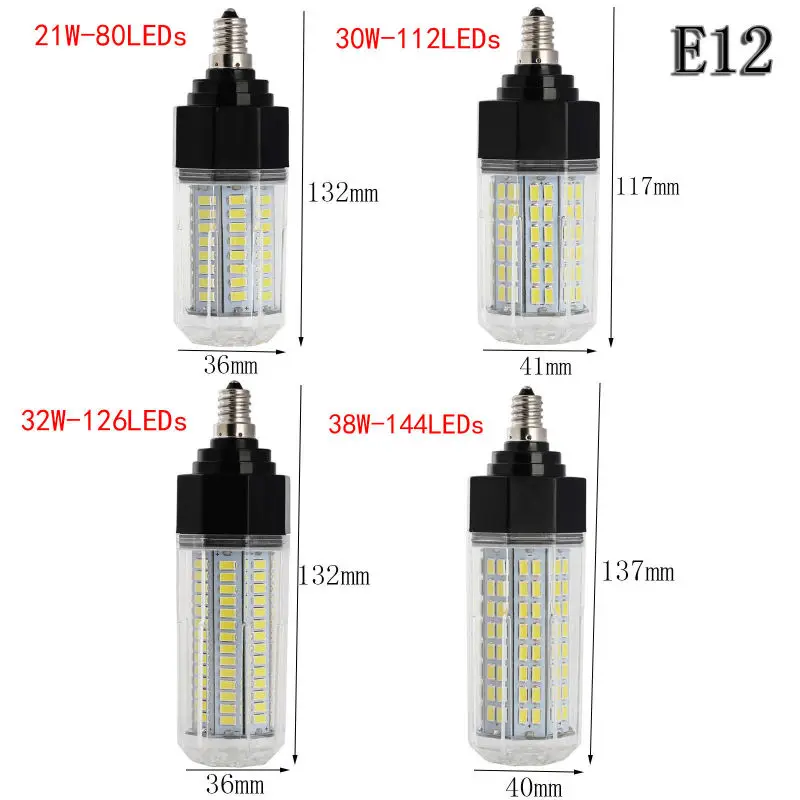Супер яркий лампада Светодиодная лампа E12 E14 E27 80/112/126/144 светодиодов 21/30/ 32/38 Вт SMD5730 Bombillas De LED прожектор лампа ампулы