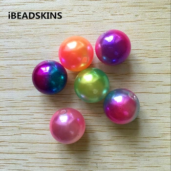 

(Choose color) 20mm 100pcs/lot Magic color Acrylic Pearl Beads for Chunky Necklace Jewelry making