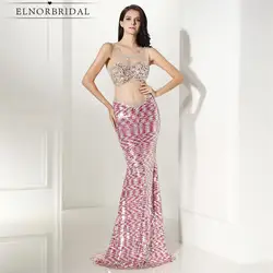 Пикантные блёстки Русалка Вечерние платья 2019 Vestido Festa Longo Иллюзия Назад Вечеринка платье Sheer выпускные Бесплатная доставка