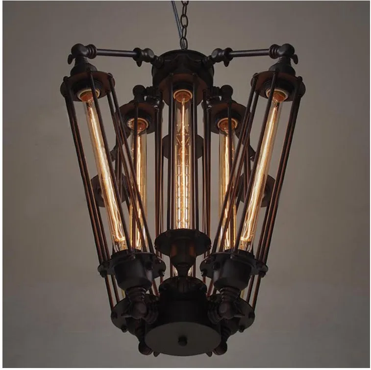 Vintage Pendant Lights Fixture Industrial Edison Lamp American Metal RH LOFT Coffee Bar Restaurant Kitchen 8 Light Art Deco lamp vintage pendant lights industrial edison lamp american style clear glass bell shade fixture rh loft coffee bar restaurant lights