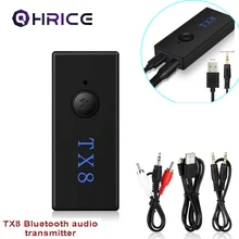 Qhrice TX8 Беспроводной Bluetooth передатчик приемник адаптер стерео аудио Музыка адаптер 3,5 мм аудио 2 в 1 для телевизионные наушники для ПК