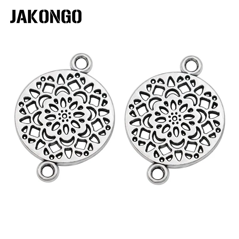 JAKONGO 20 шт. антикварный Посеребренный разъем цветок лотоса брелок для