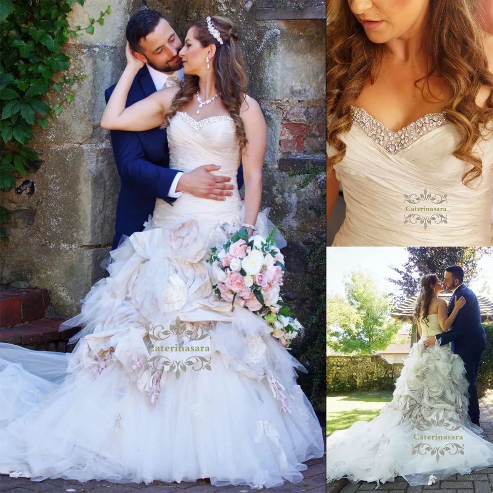 

2019 Women Sweetheart Wedding Dresses Ball Gown Skirt Bride Gown Girls Bridal Wedding Party Handmade Flowers Cathedral Royal