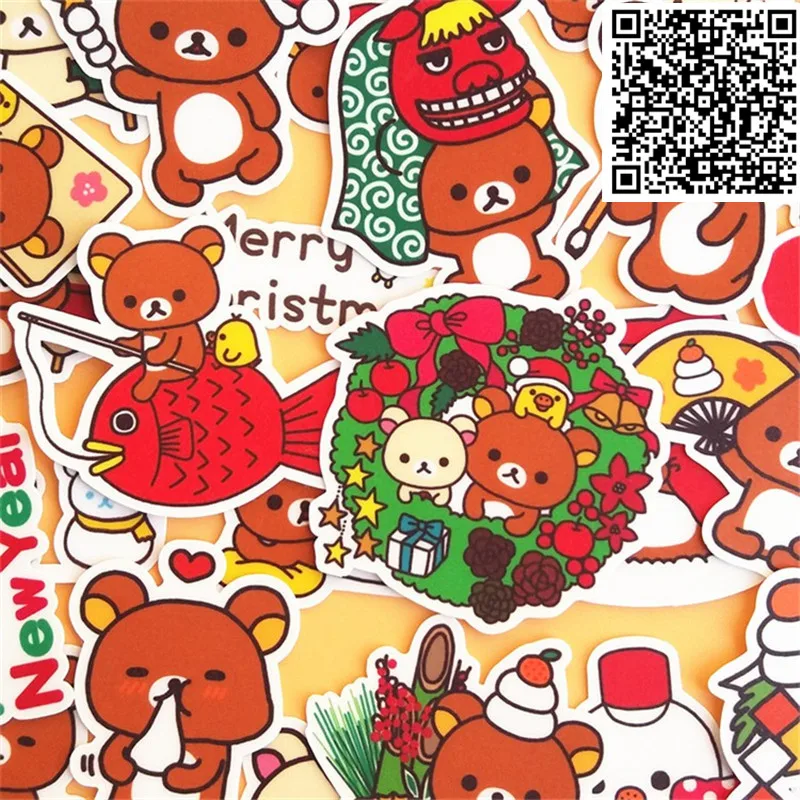 

New Trendy Christmas Bear Stickers Toy for DIY Exercise Book Diary 32 Sheets A Pack Toys For Children Colorful Toy Sticker
