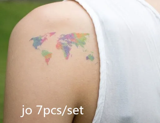 

Original color map of the world take you travel around the world small and pure and fresh tattoo stickers Waterproof small tatto