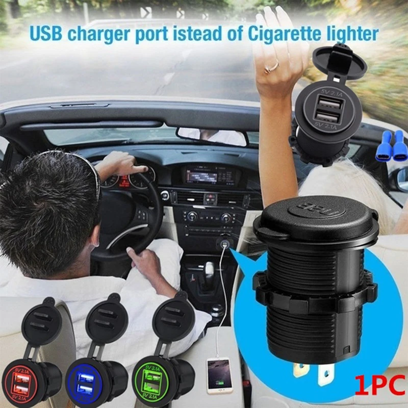 

USB Charger Cover for Motorcycle Auto Truck ATV Boat LED Car 4.2A Dual USB Socket 12-24V auto usb Charger Power Adapter