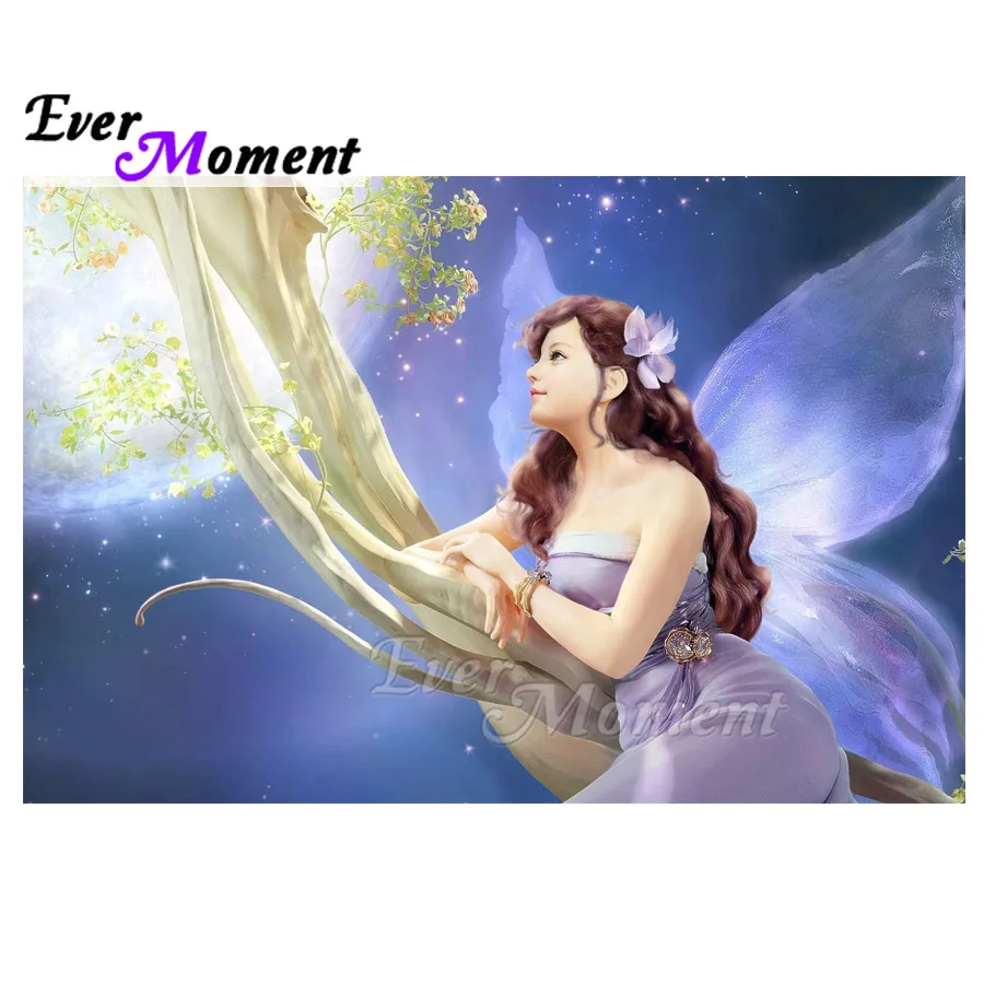 

Ever Moment Diamond Painting Handmade Angle Wing Moon Artwork Picture Of Rhinestone 5D DIY Diamond Embroidery Artwork 3F1321
