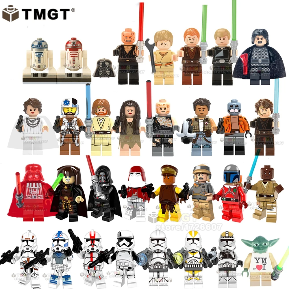 

Single legoings Star Wars Luke Clone Trooper Anaki Kylo Ren Darth Vader figure Brick Building Blocks Toy For Children gifts