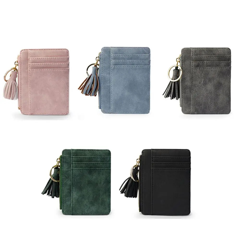 

Slim Women Wallet Short Bag Small Pu Leather Credit Card Holders Thin Tassel Zipper Wallets Coin Pocket Fashion Clutch Bag