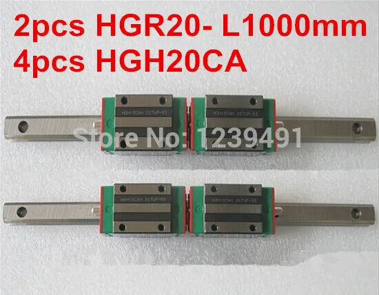 

2pcs HIWIN linear guide HGR20 -L1000mm with 4pcs linear carriage HGH20CA CNC parts