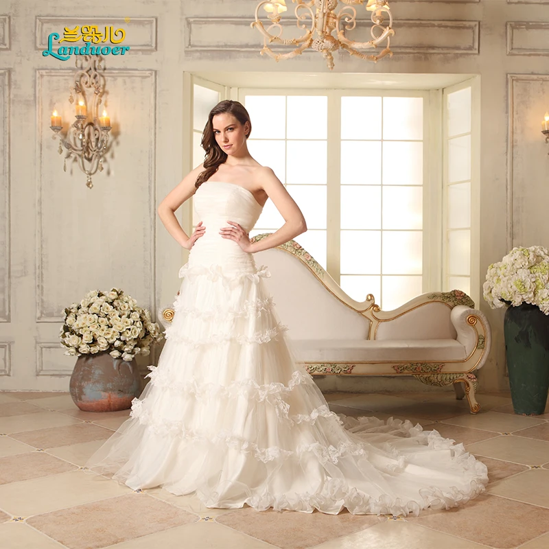 High Quality Fashion Wedding Dress Made by Chiffon Satin with Appliques