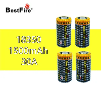 

4 pcs BESTFIRE IMR 18350 1500mah 30A Rechargeable Lithiun Battery for E-CIG flashlight toy car notebook replace li-ion batteries