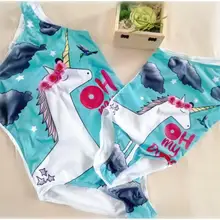 Одинаковый купальник с единорогами для мамы и дочки, Цельный купальник с фруктовым узором, бикини, купальный костюм, стильный модный бикини