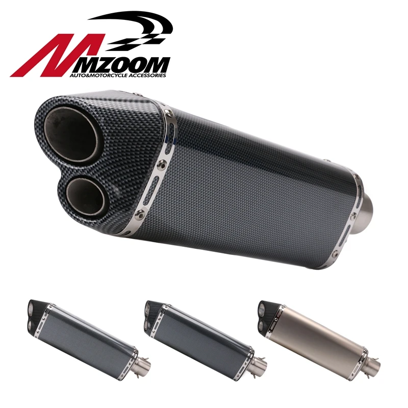 

Universal Motorcycle Scooter Modified Double Holes Exhaust Muffler CBR 125 CB400 CB600 YZF FZ400 Z750