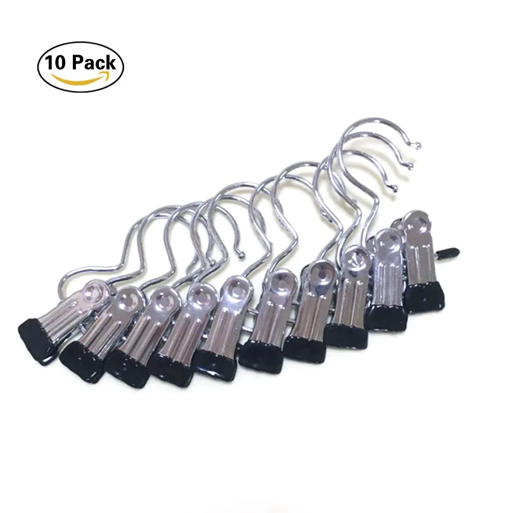 10pcs Super Clamp Force Clothes Pegs Towel Socks Hanging Pegs Metal clothespin Black Laundry