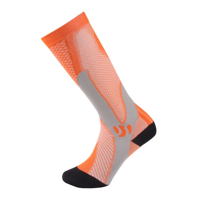 Мужские Компрессионные носки для велоспорта, бега, баскетбола, варикозное расширение 20-30 мм рт. Ст., Компрессионные гольфы, носки для марафона, унисекс, женские нейлоновые носки - Цвет: orange