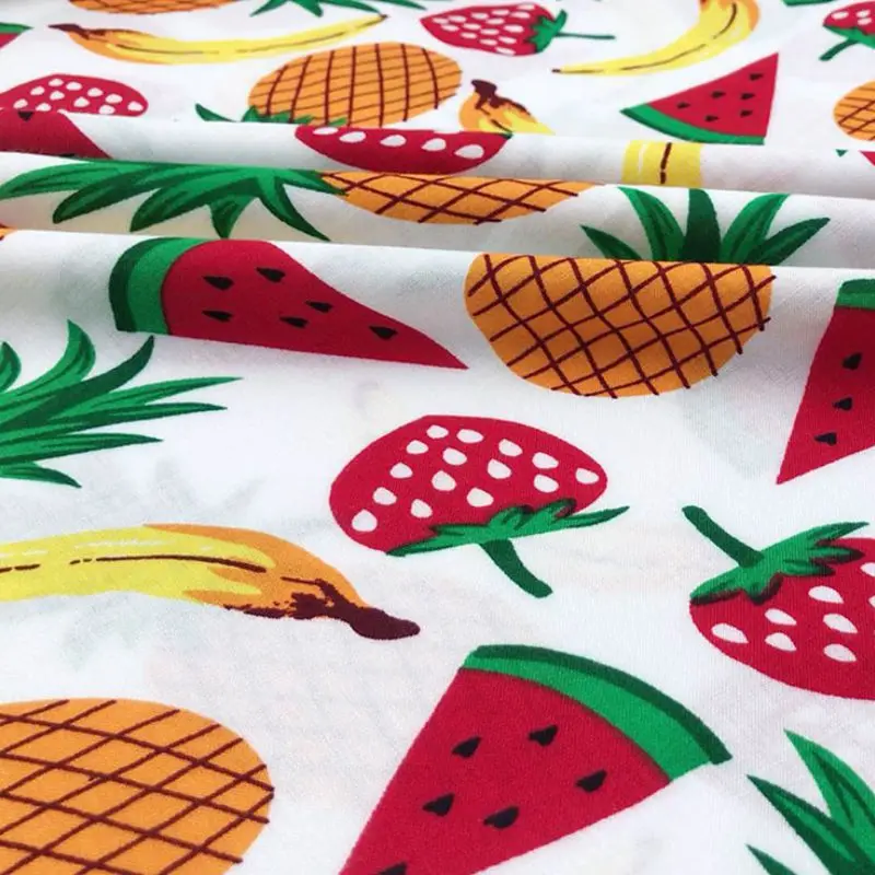 

summer soft Fruits printed viscose fabric for girls’s garment and Pajamas poplin sewing cloth 0.5yds/1pcs A39