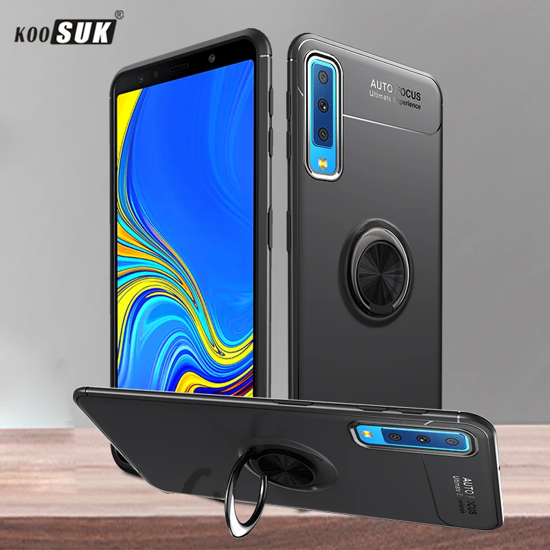 

Phone Case For Samsung Galaxy A7 2018 Case Covers Luxury With finger ring Holder Phone Back Cover For Galaxy A7 2018 Casing 6.0"