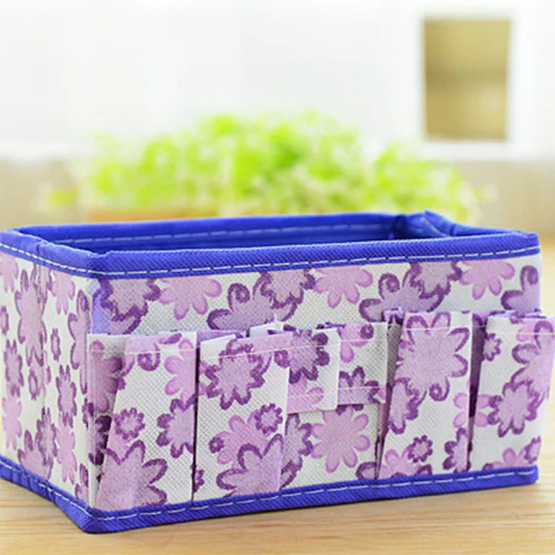 Коробка для хранения на столе, косметический Чехол, аксессуары для дома, Нетканые Складные многофункциональные сумки с принтом, отделочные коробки - Цвет: Фиолетовый