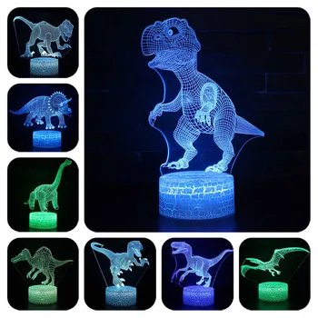

Dinosaur 7 Colors Changing Table Action Figures Lamp USB Jurassic Led Desk Light Tyrannosaurus Rex model toys Christmas Gift