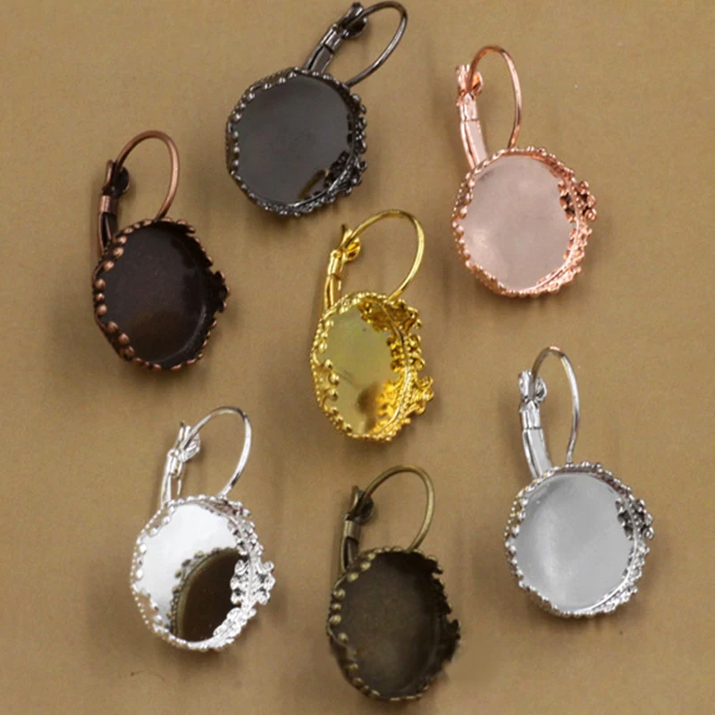 Best 20pcs Crown Hook Earrings Fit 12 15mm Cabochon Cameo Setting Blank Base DIY Jewelry Making Women #039;s Accessories