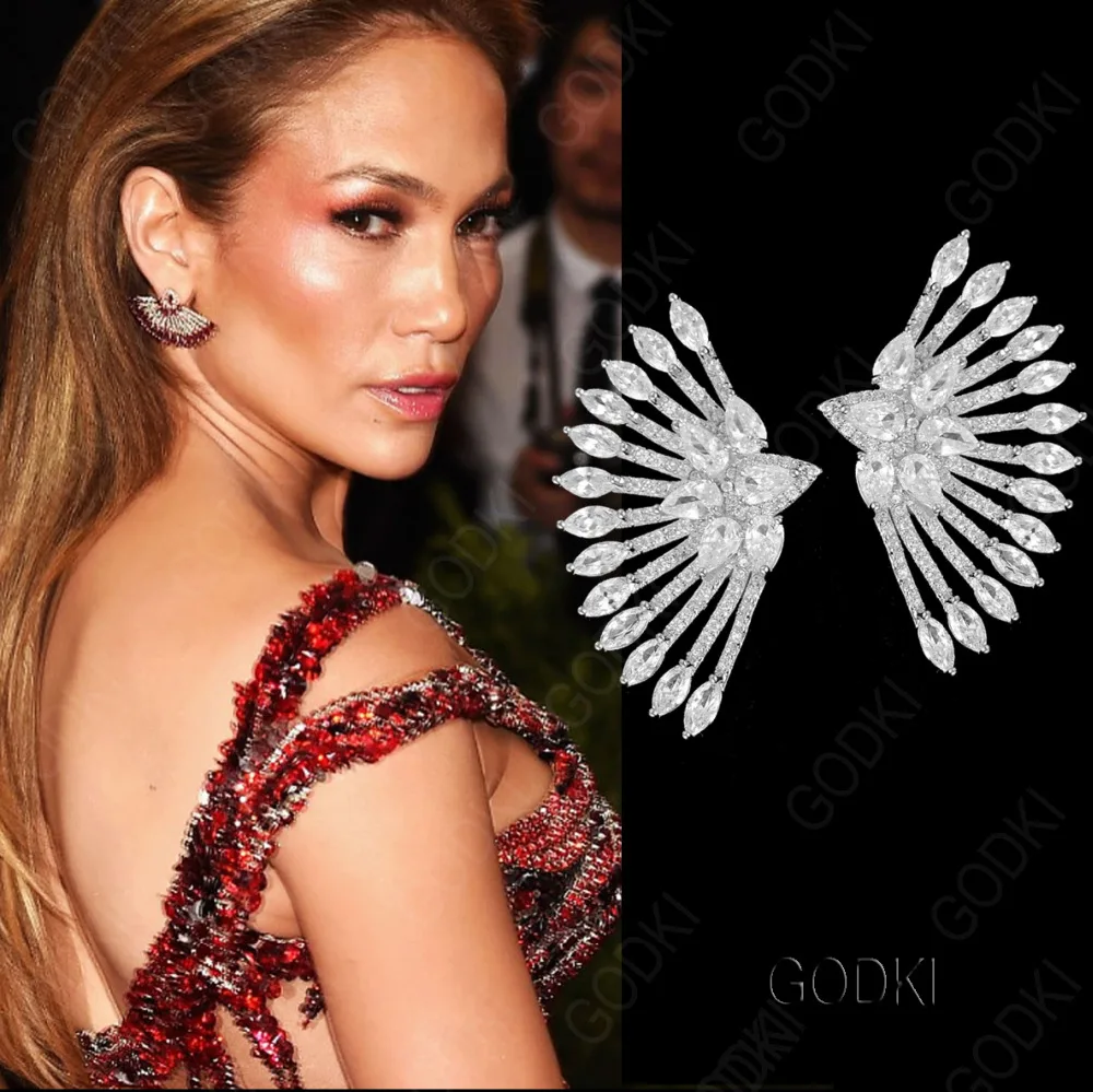 

GODKI 37mm Half Of Fireworks Trendy Cubic Zirconia Women Wedding Party Earring Jewelry Addiction