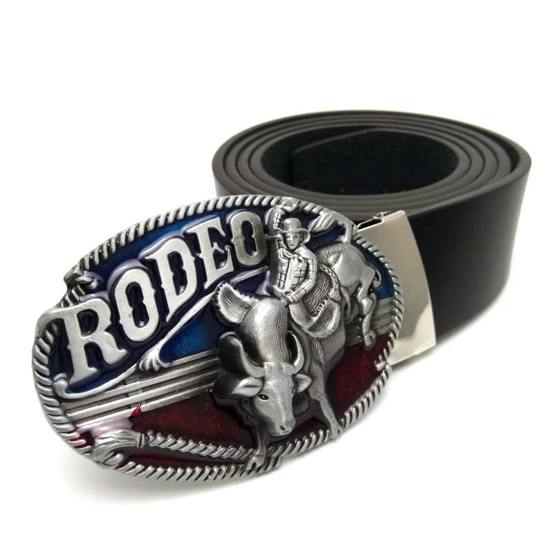 male belt for men accessories with rodeo Cowboy belt buckle metal Black