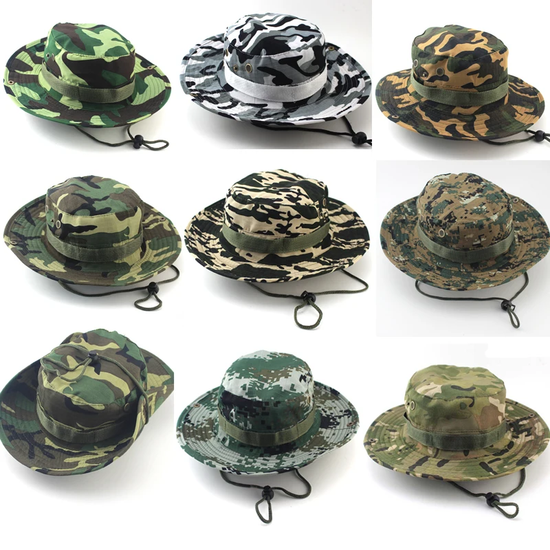 Sombreros de pescador de camuflaje de de camuflaje con ala ancha, protector solar para acampar, 24 colores|camouflage bucket hat|bucket hatfisherman hat - AliExpress