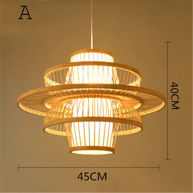 Китайский бамбуковый светодиодный светильник для сада, ресторана, светодиодный подвесной светильник для отеля, фермы, чайный домик, фонарь, татами, Бамбуковая Подвесная лампа - Цвет корпуса: A 45CM