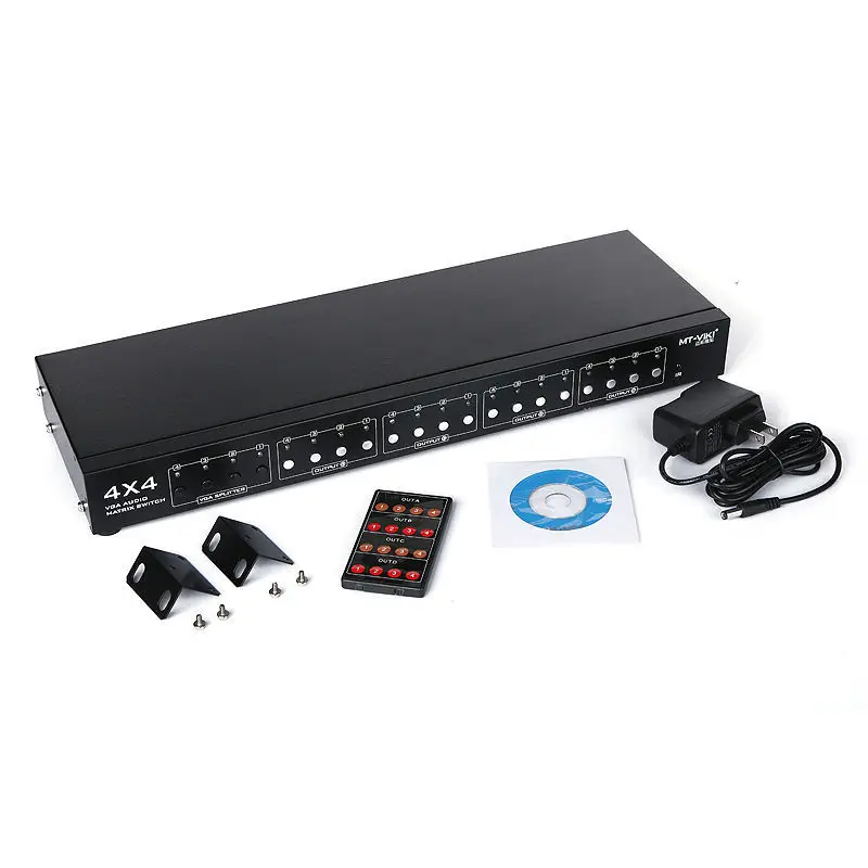 MT VIKI 4X4 VGA Video Audio Matrix Switch with IR Remote Control 400MHz 4 Input 4