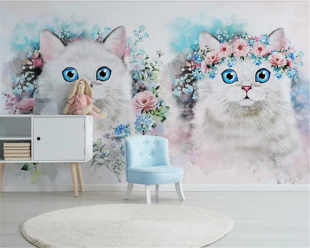 Фотообои Beibehang домашний декор Фреска цветок кот фон для детской комнаты