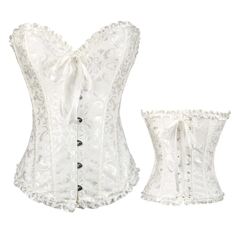 Корсет Corselet Corselete, женские корсеты, большие размеры, корсаж, корсаж, белый лиф, соломинка, топ, бюстье, S-6XL - Цвет: Белый