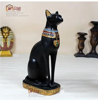 

Resin craft Africa Egyptian God Cat Typical Luxurious Decorative sculpture 38cm High Biggest God Cat Home Guard Black