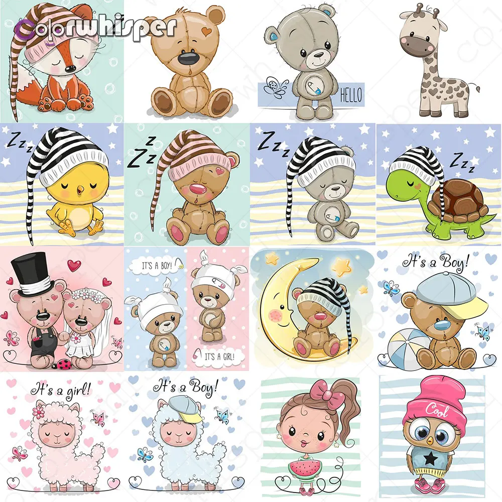Diamond Painting 5D Full Square/ Round Drill Baby Bear Cartoon Animals Gift Children Daimond Picture Cross Stitch Mosaic 902DP
