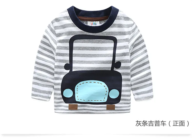 2018 Spring Autumn For 2-9 10 Years Children Cotton Striped Patchwork Cartoon Car Bus Truck Baby Kids Boys Long Sleeve T Shirts (31)