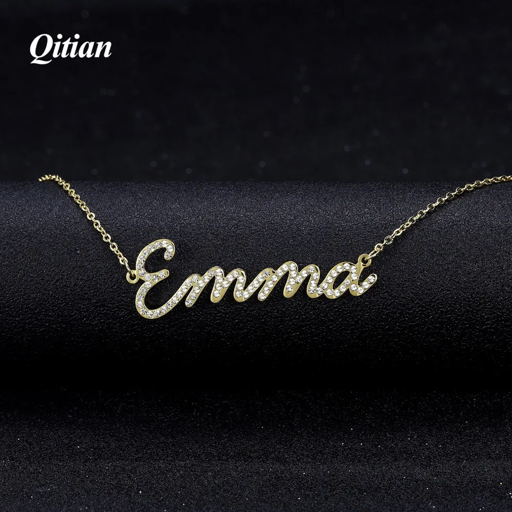 Ожерелье с любым персонализированным именем ожерелье из циркония золотого цвета из нержавеющей стали модное ювелирное ожерелье