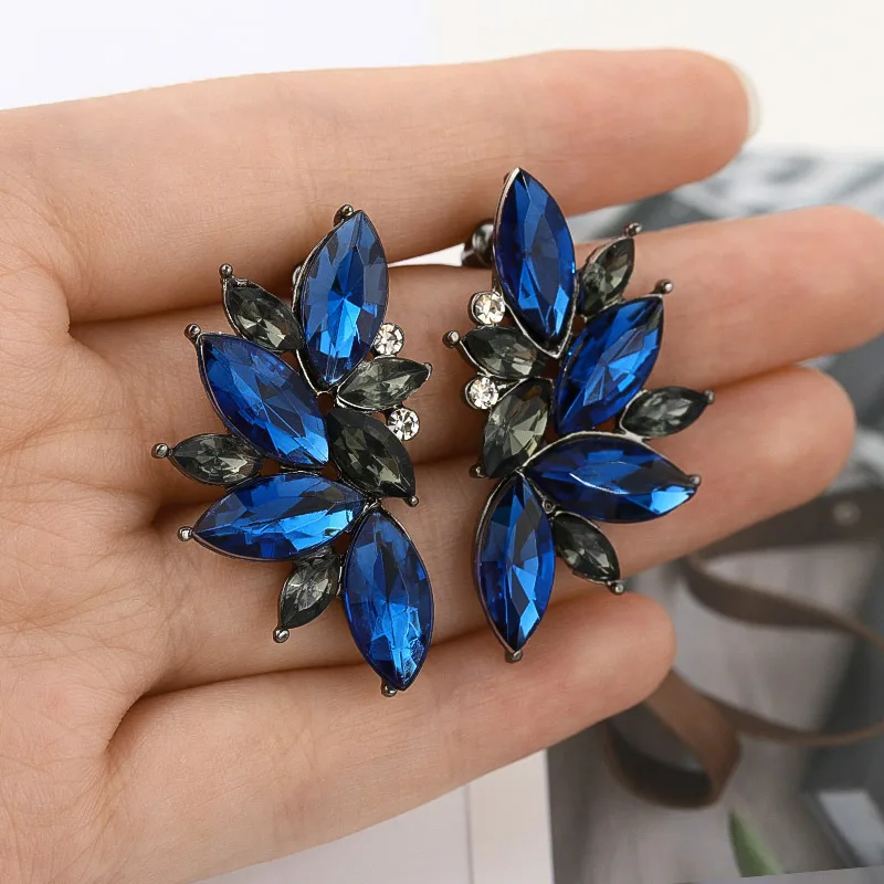 POXAM Korean Statement Crystal Drop Earrings For Women 2019 Fashion Jewelry Geometric Multiple Color AAA Zircon Women's Earring