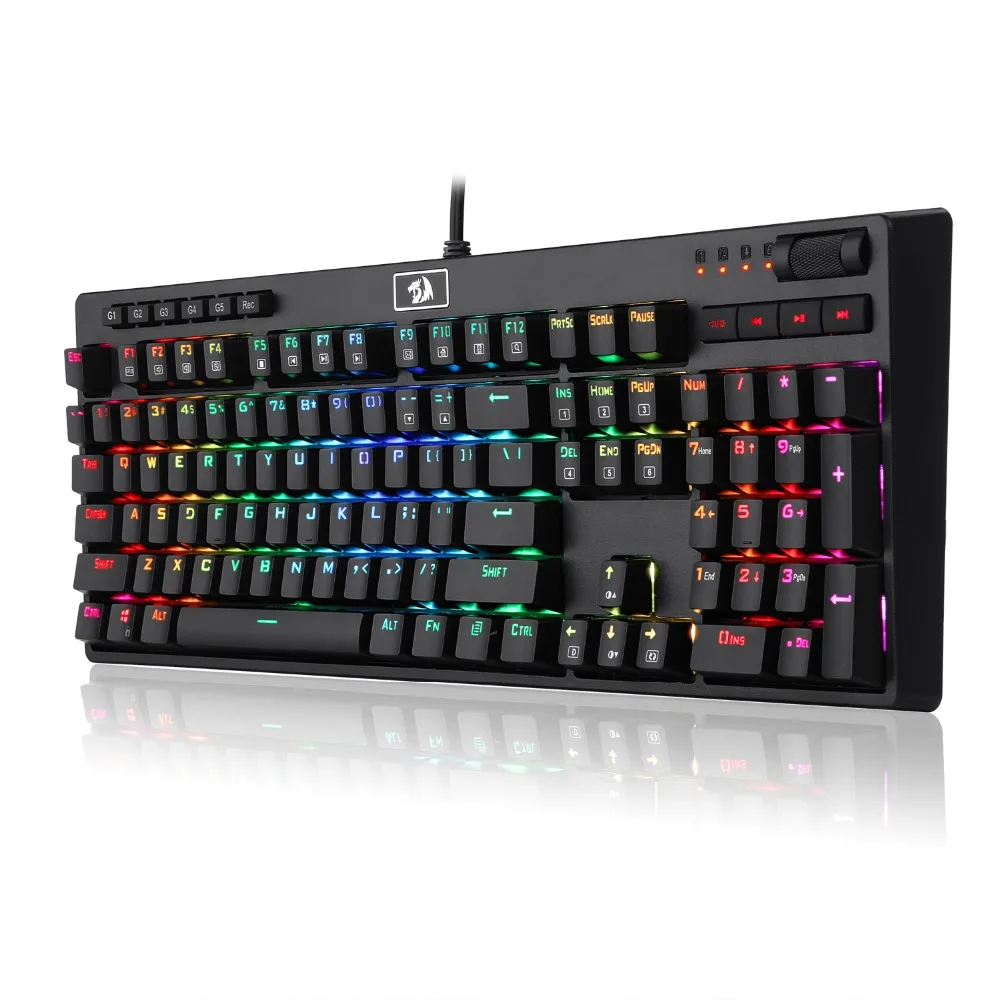 Redragon K579 новейшая Механическая игровая клавиатура RGB синий переключатель полный размер эргономичный дизайн с светодиодный подсветкой USB Проводная клавиша 104