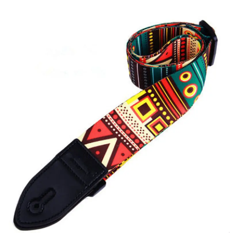 

1Pcs Folk Printing Guitar Straps Thickened Folk Wooden Electric Guitar Bass Straps