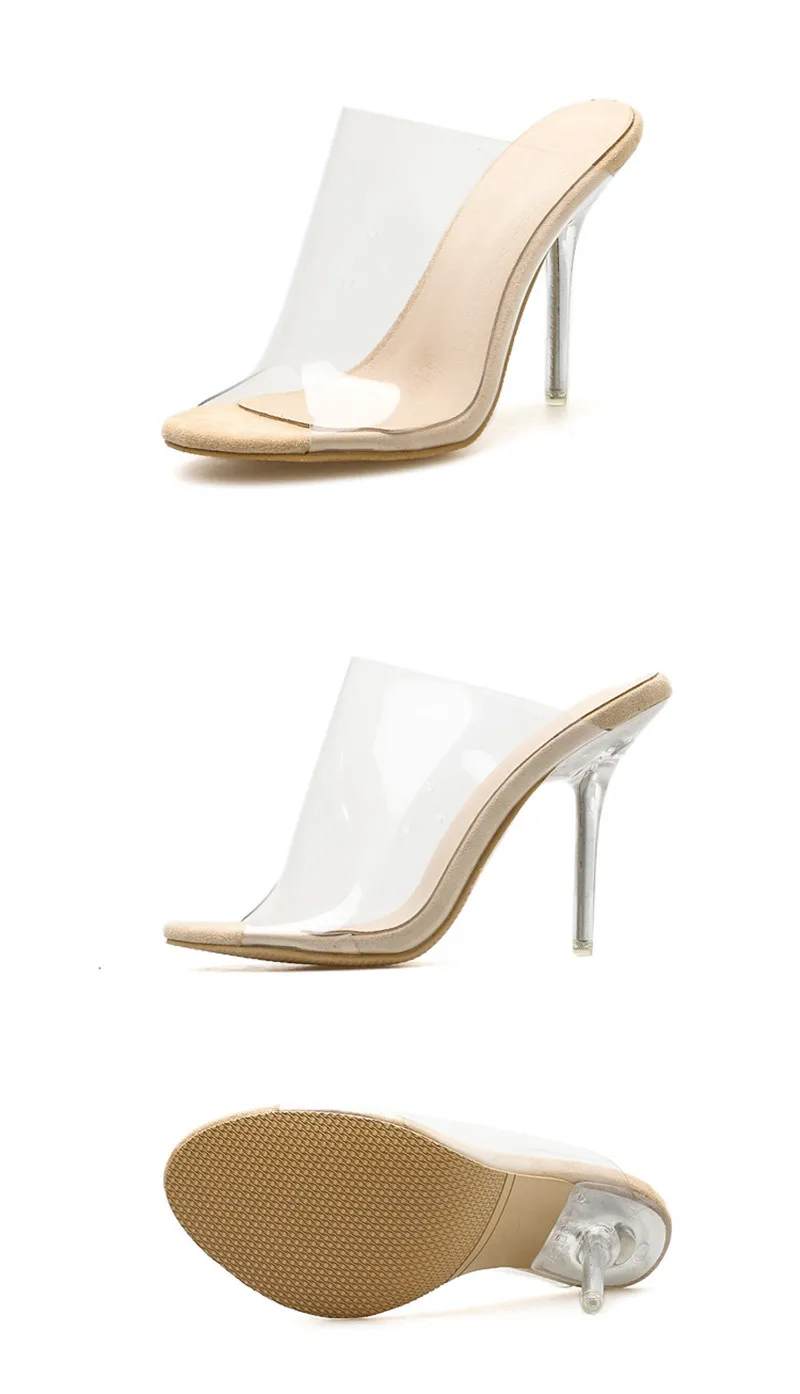 2019 New PVC Jelly Women Sandals Crystal Open Toed Sexy Thin Heels Women Transparent High Heels Sandals Slippers Pumps Plus Size (1)
