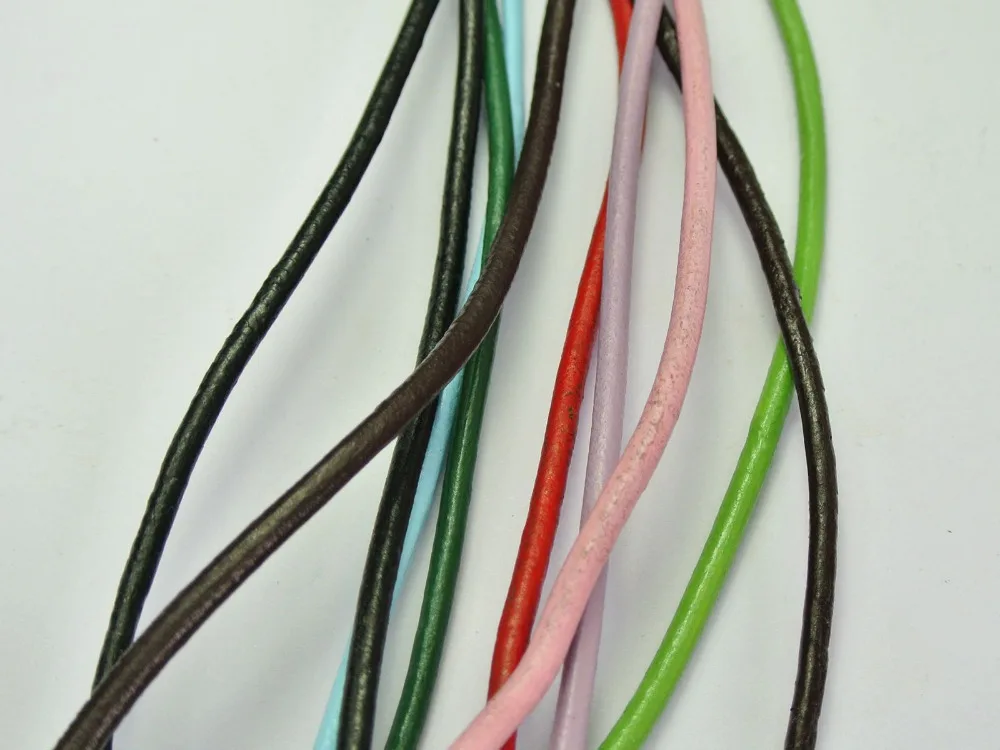

10 Meters Mixed Color Round Real Leather Jewelry Cord 3mm