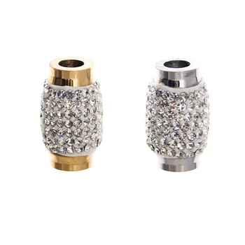 

100% Stainless Steel Silver/Gold Slide Beads Cask Pendant With Crystals 4.5mm Drilled Bead Bohemia Jewelry Wholesale 30pcs