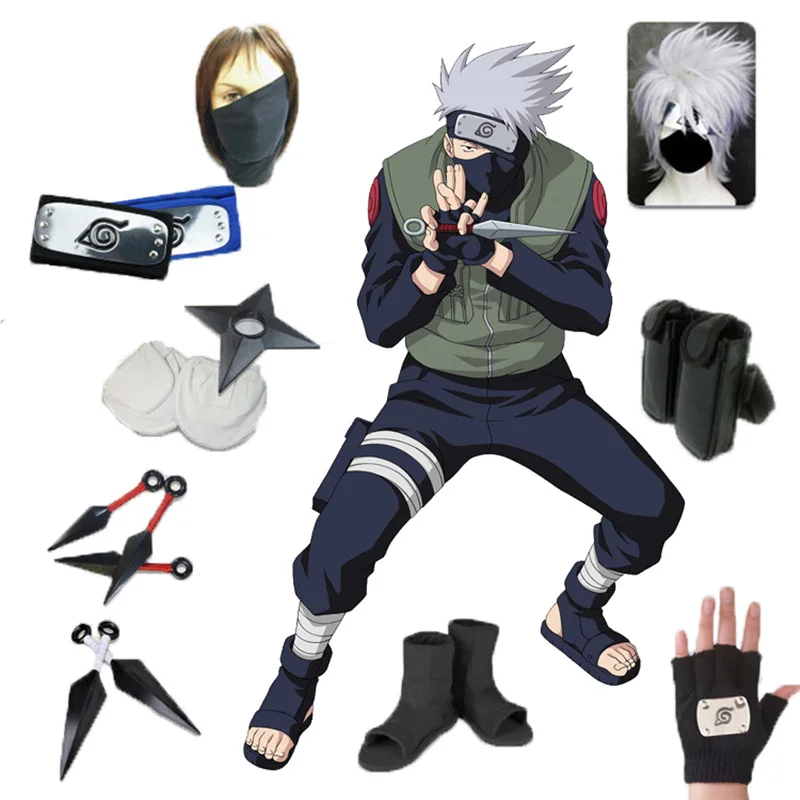 Anime Naruto Hatake Kakashi Cosplay Costume Full set Christmas costumes Free Shipping With EMS/DHL