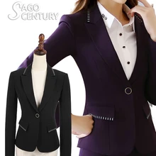 2017 New Women Uniform Jackets Spring Autumn Slim Long Sleeve Blazer Shrug Plus Size Suit Grid Lady Office Coat Formal Overwear