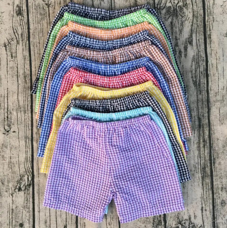 latest design boys shorts wholesale kids seersucker fabric shorts