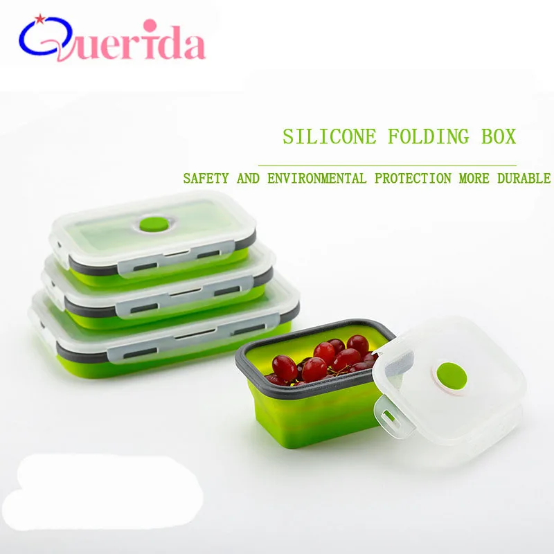 

Food Grade Silicone Lunch Box Collapsible Portable Folding Microwave Bento Box Eco-Friendly 350/500/800/1200ML Food Container