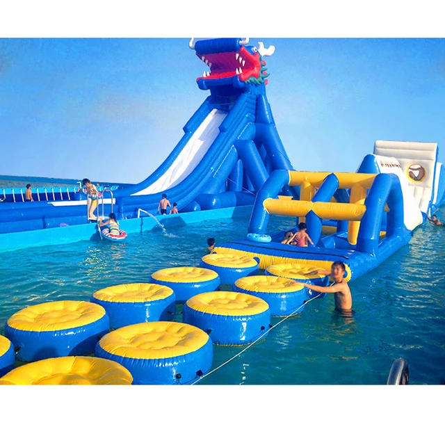 Amusement park games outdoor Jumping water slide giant inflatable slide